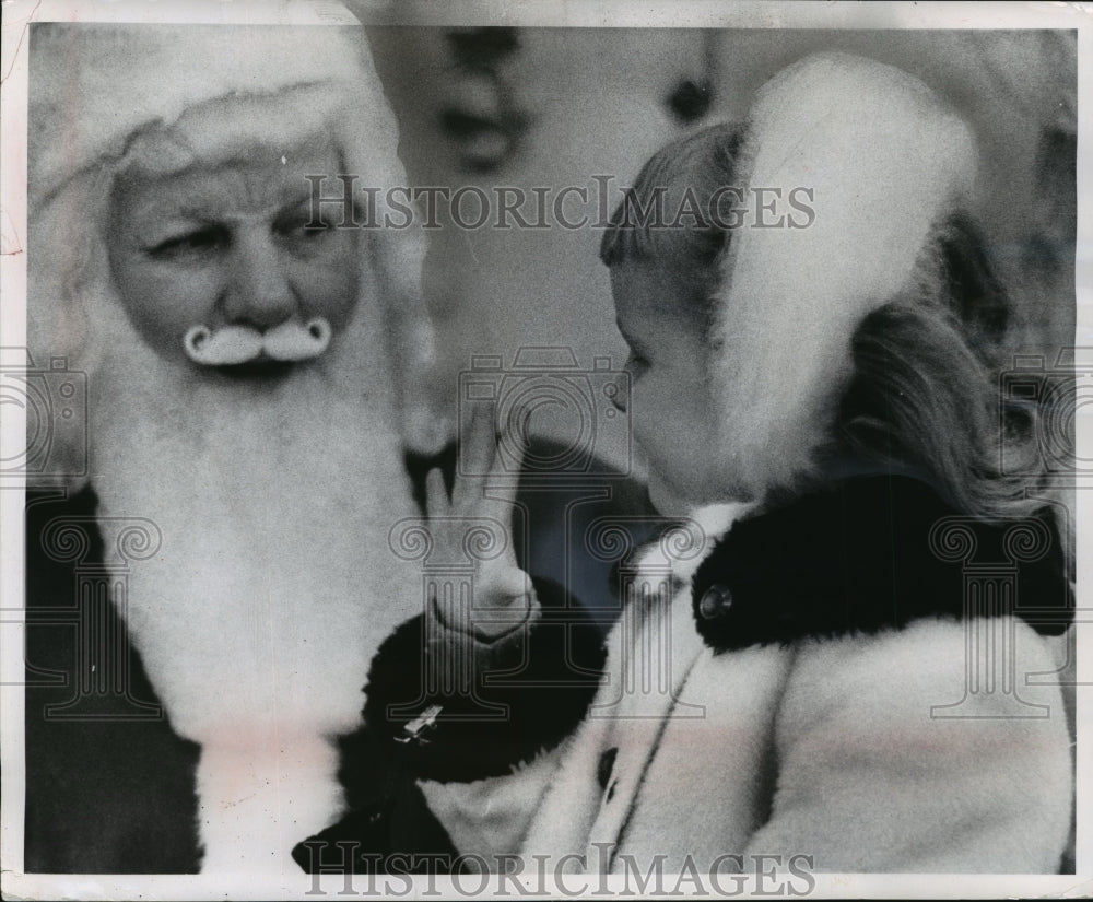 1964 Press Photo Jodi Ann Moore with Santa Claus - mja68428-Historic Images