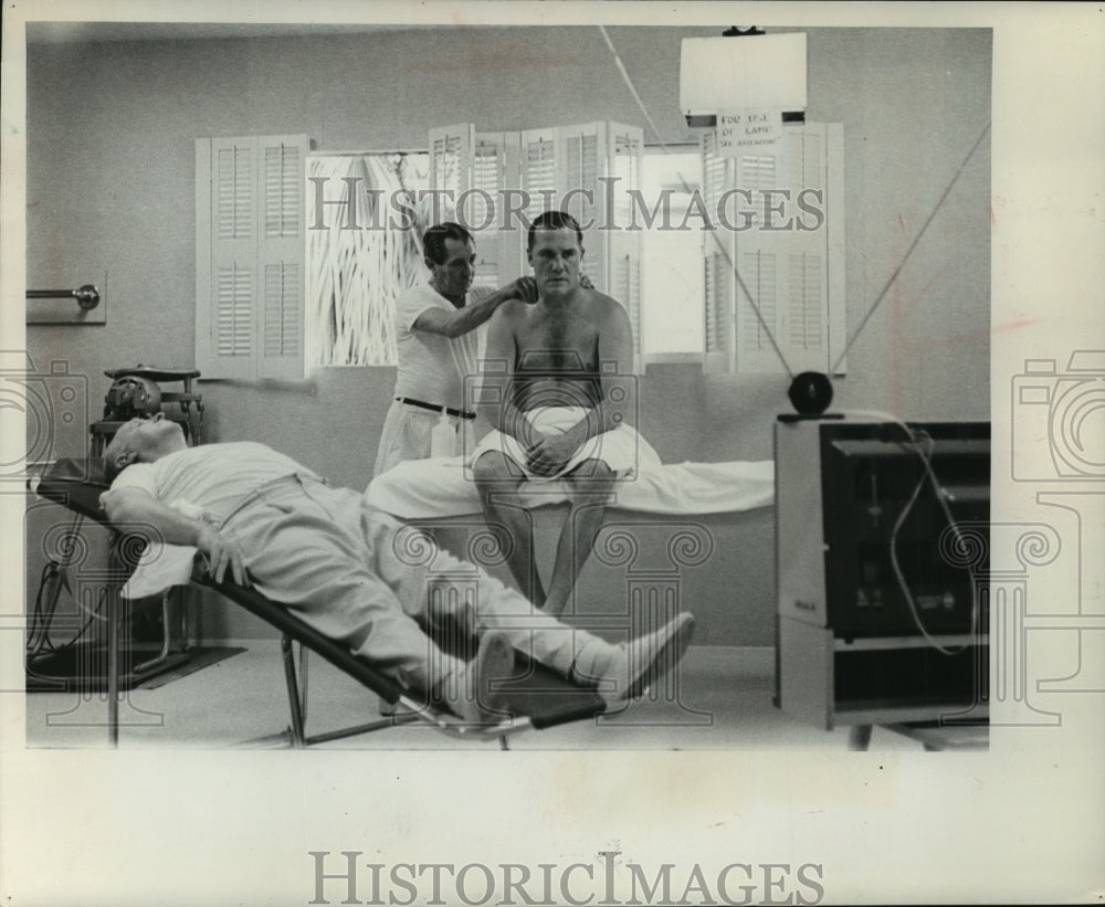 1965 Press Photo Billy Conn Getting Rubdown in Las Vegas Health Club - mja68484 - Historic Images