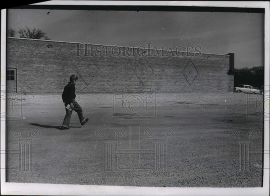 1958 Press Photo Billy Skipping Along Back to Father's Shop - mja68531 - Historic Images