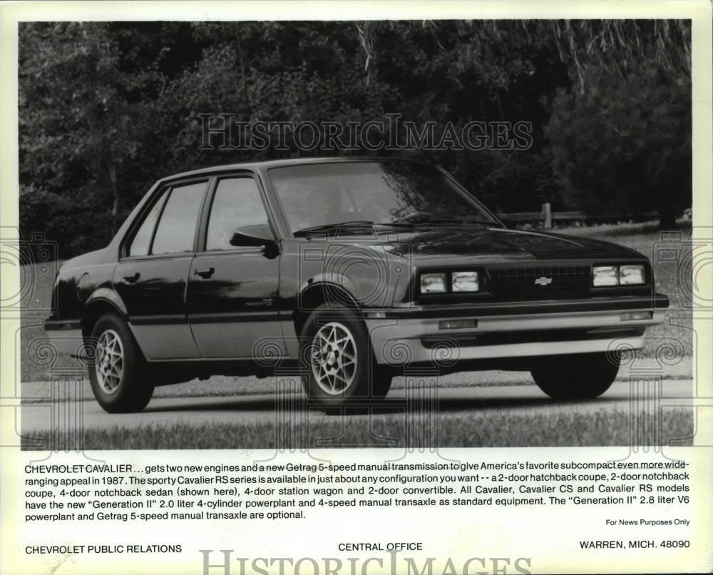 1986 Press Photo Chevrolet Cavalier RS Series Subcompact Notchback Sedan-Historic Images