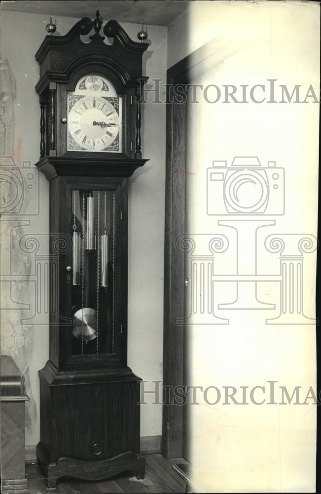 1936 Press Photo A Grandfather Clock Designed and Built by Elmer Maurer - Historic Images
