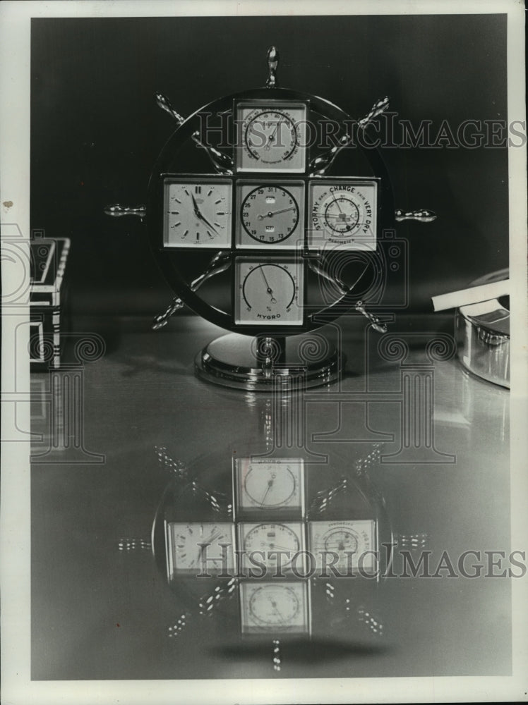 1965 Press Photo Revolving Pilot Wheel Clock - Historic Images