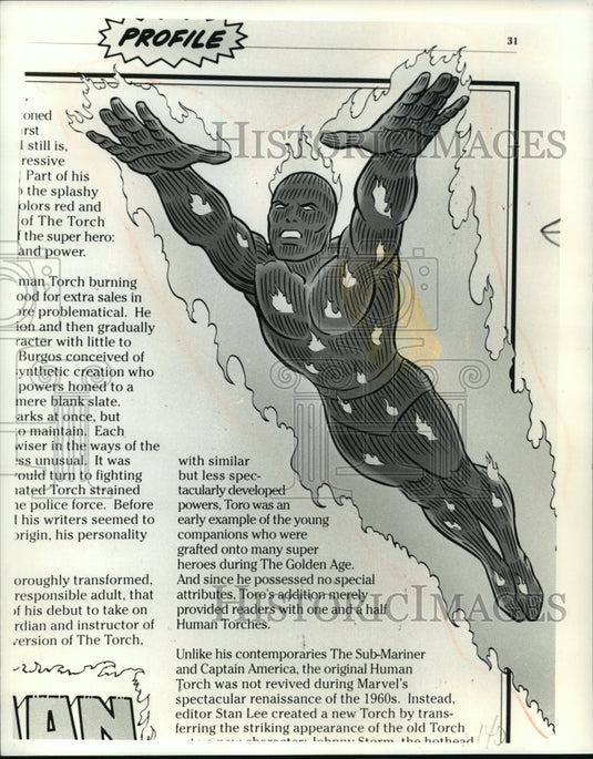 1991 Press Photo The Human Torch Will Star In "The Fantastic Four" - mja71699 - Historic Images