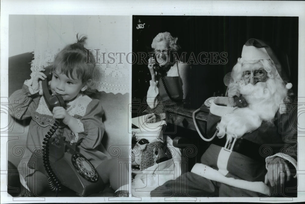 1984 Press Photo Kids Call Santa on the Phone - mja71987-Historic Images
