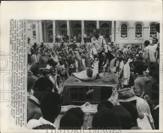 1968 Youths Trample Roof Of Parked New York City Official's Auto - Historic Images