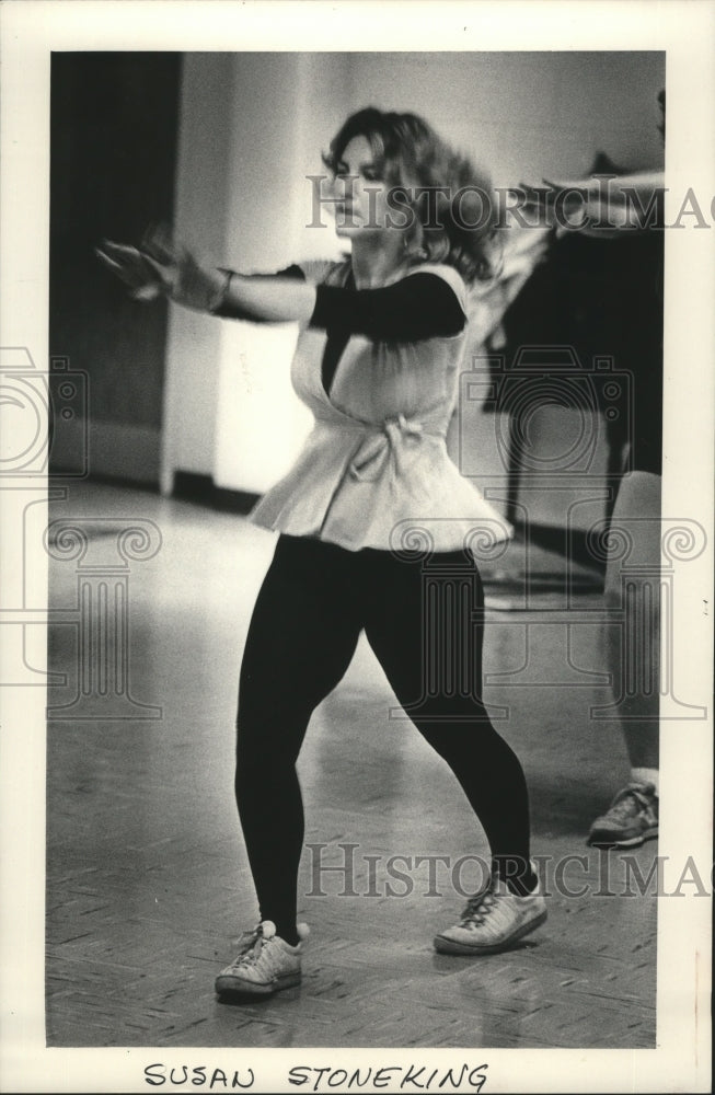1983 Dancer, Susan Stoneking, illustrates dance at Methodist Church.-Historic Images