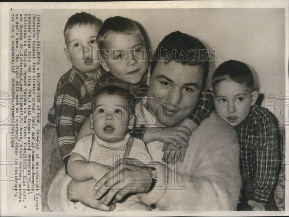 1964 Press Photo Heavyweight Boxer George Chuvalo with his four children-Historic Images