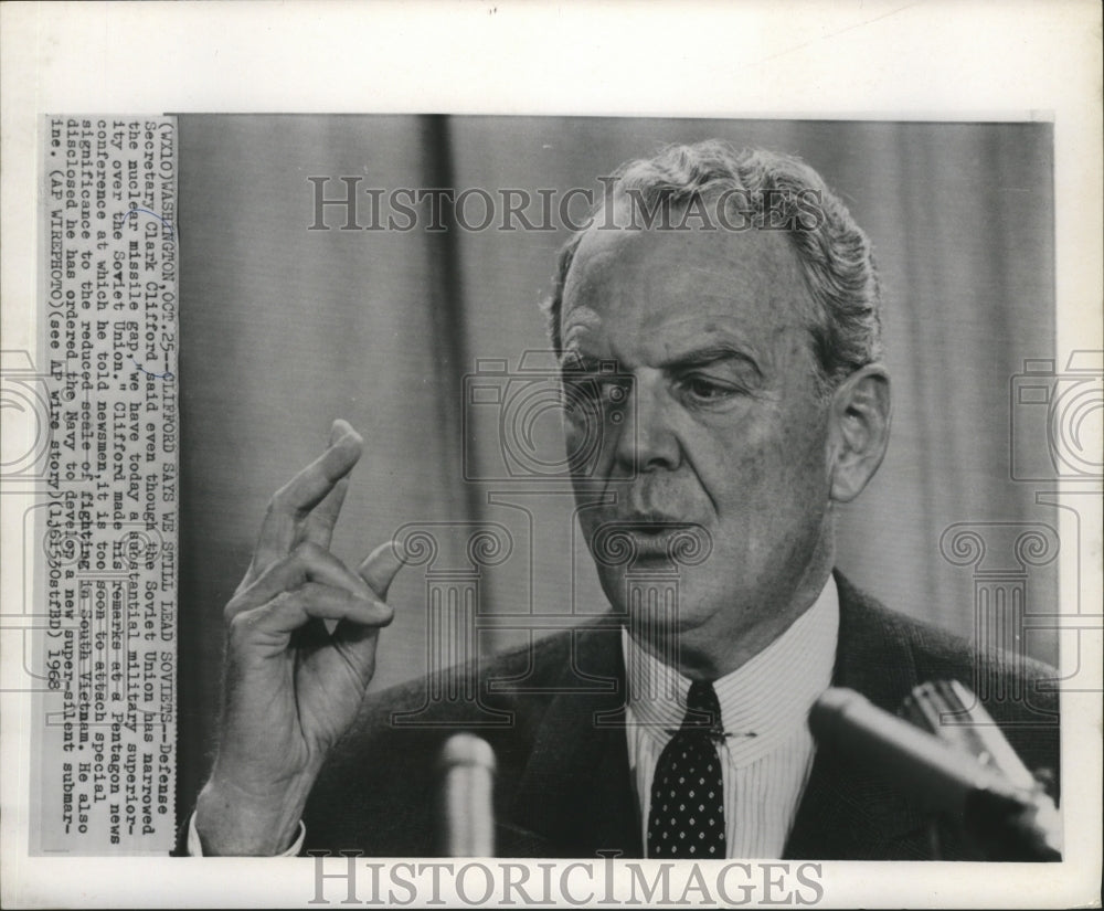 1968 Press Photo United States Secretary of Defense Clark Clifford - mja74210-Historic Images