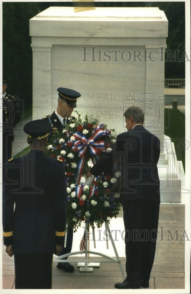 1993 President Clinton at Arlington National Cemetery, Virginia-Historic Images