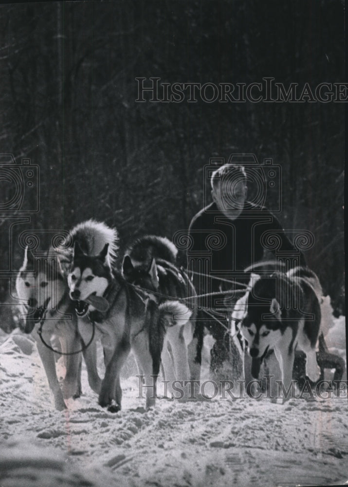 1969 Press Photo John Cooper mushes his team as fast as they&#39;ll go - Historic Images