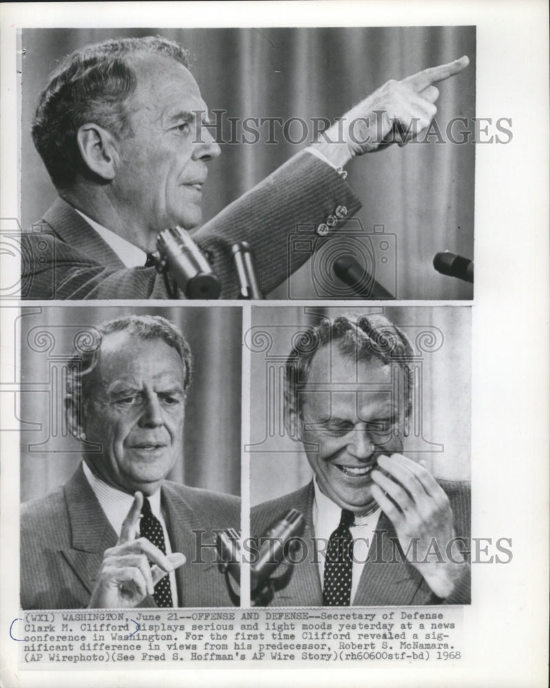 1968 Press Photo Defense Secretary Clark M. Clifford, news conference Washington - Historic Images