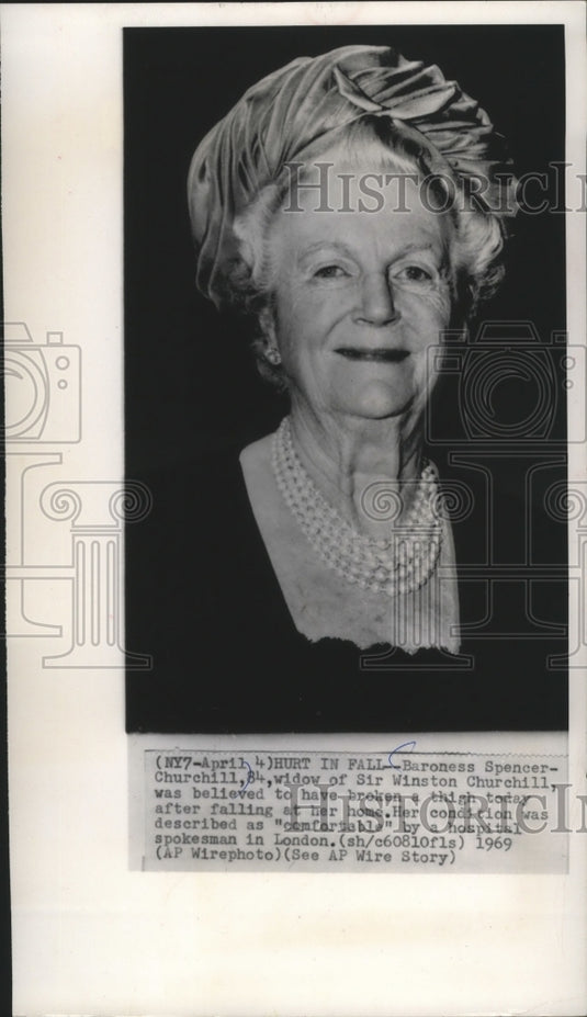 1969 Press Photo Sir Winston Churchill's wife, Baroness Spencer-Churchill-Historic Images