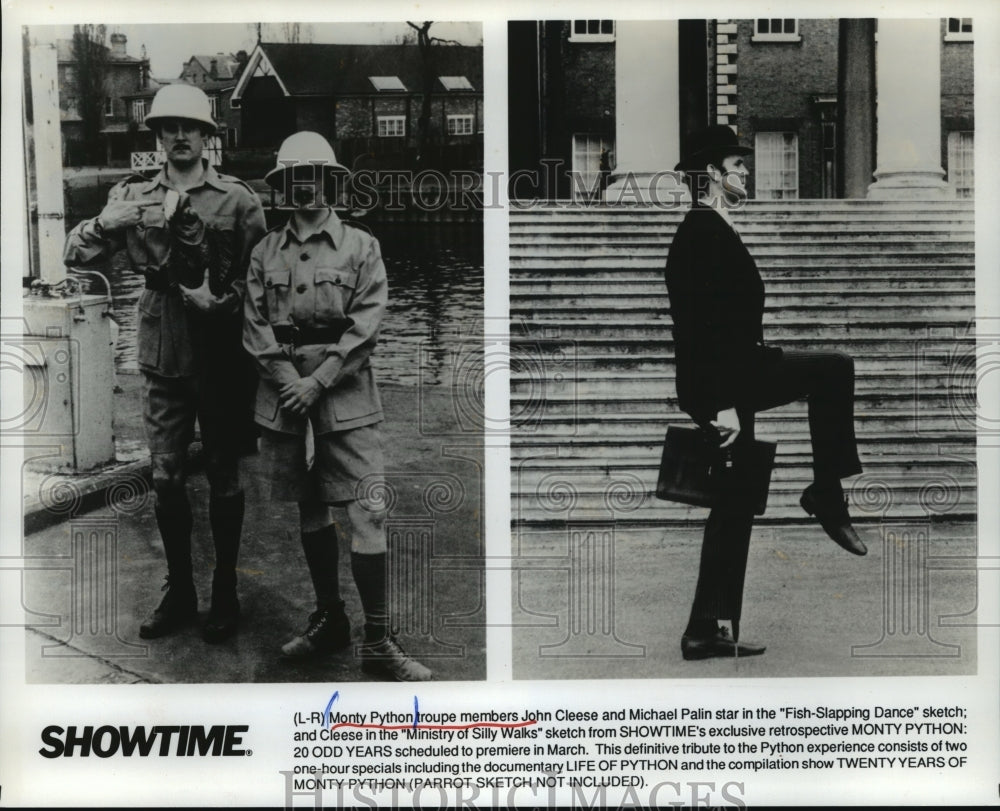 Monty Python troupe members John Cleese and Michael Palin in sketch ...