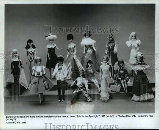 1984 Press Photo Barbie Doll's Fashions Always Mirrored Current Trends - Historic Images