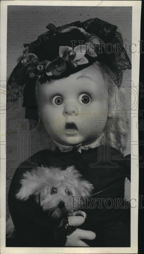 1954 Press Photo Little Belgian Girl With Dog Replica - Historic Images