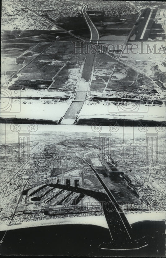 1970 Press Photo Before and after of boat harbor at Marina Del Ray, California-Historic Images