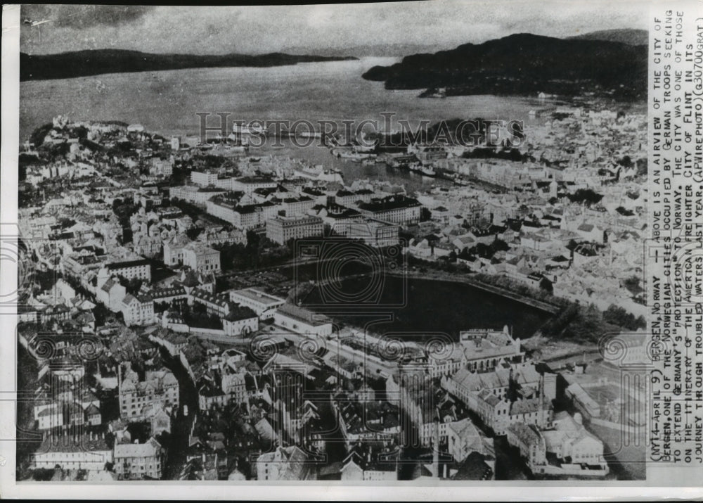 1940 Press Photo An airview of Bergen, Norway - mja76717- Historic Images