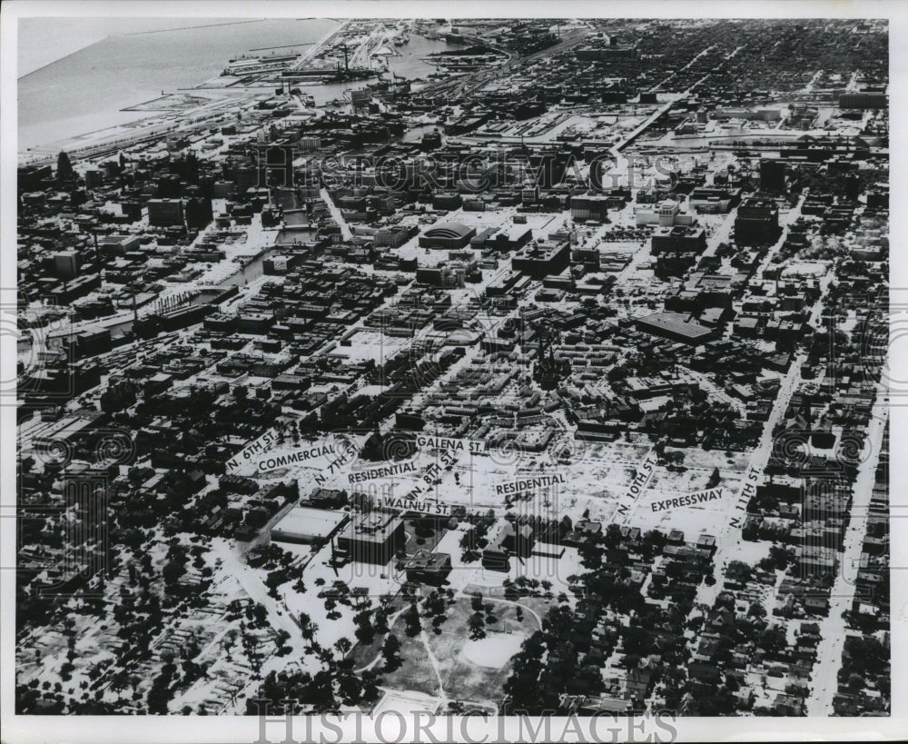 1968 Press Photo Aerial View of Downtown Milwaukee - mja77856- Historic Images