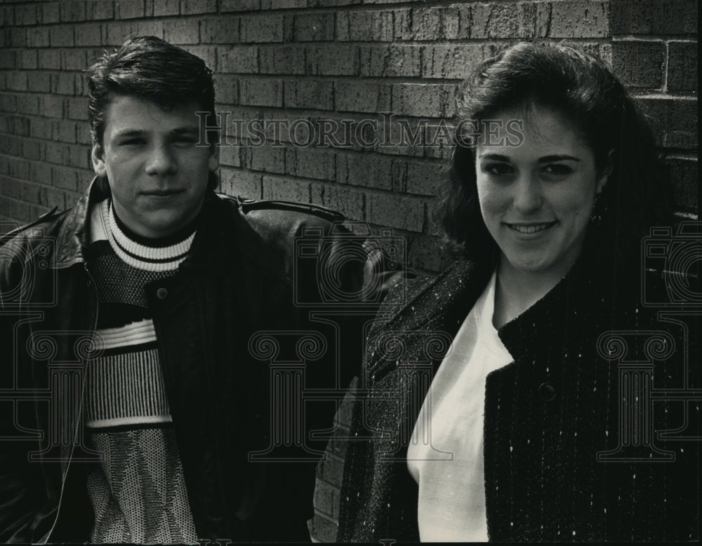 1989 Press Photo Luke Fera and Beth Carity Filmed the Movie &quot;Major League&quot;- Historic Images