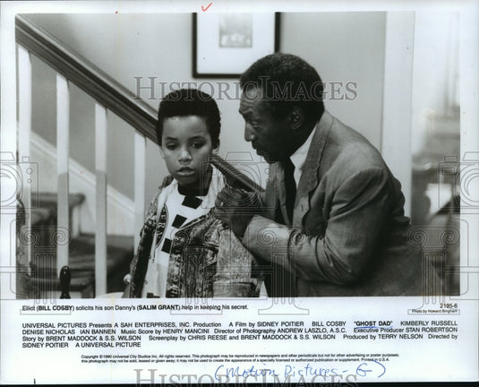 1990 Press Photo Actors Bill Cosby and Salim Grant in Movie "Ghost Dad" - Historic Images