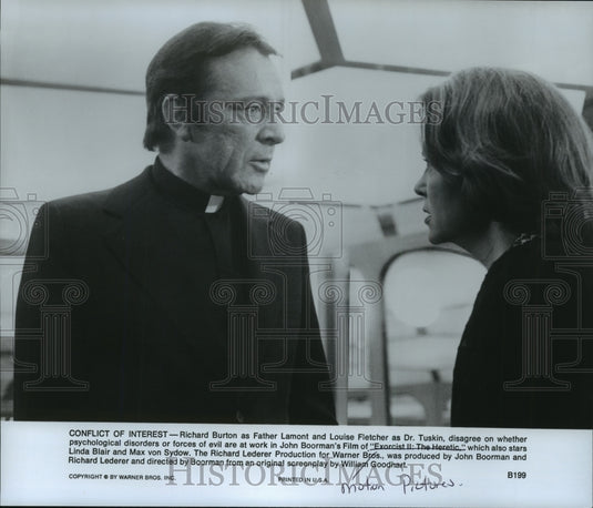 Press Photo Richard Burton and Louise Fletcher "Exorcist ll: The Heretic," - Historic Images