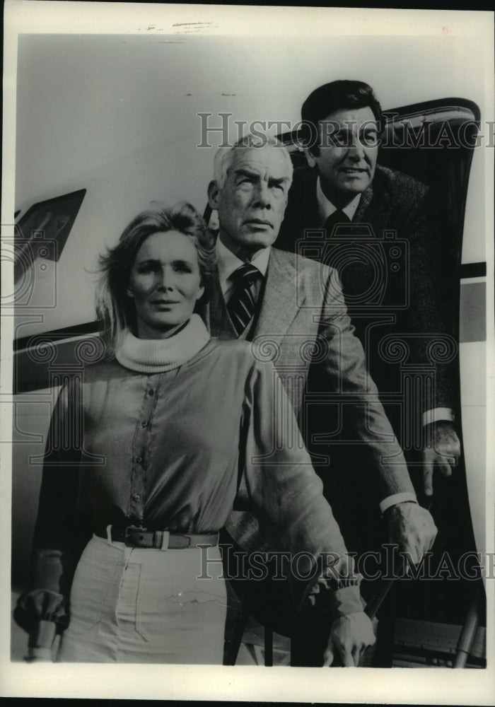 1984 Press Photo Linda Evans, Lee Marvin and Mike Connors in &quot;Avalanche Express&quot; - Historic Images