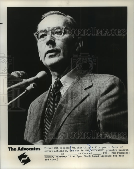 1979 Press Photo Former CIA Director William Colby in "The Advocates"-Historic Images