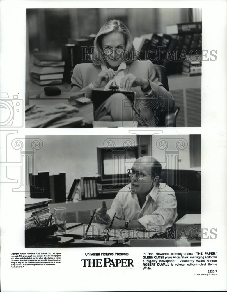 1994 Press Photo Glenn Close and Robert Duvall in &quot;The Paper&quot; - mja78786 - Historic Images