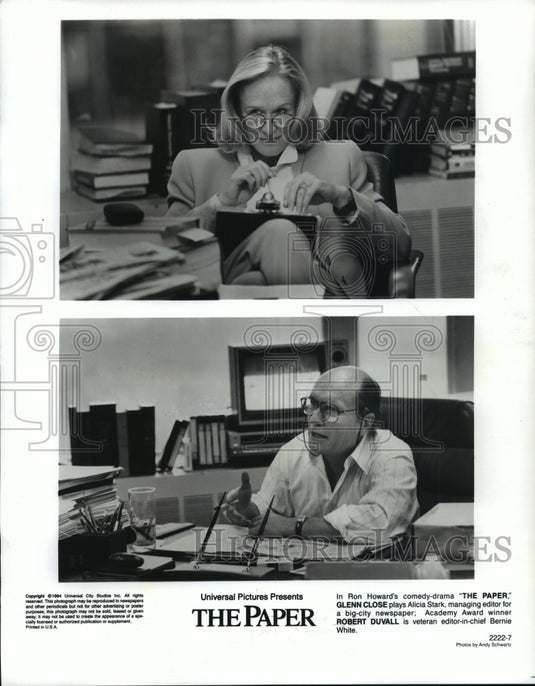 1994 Press Photo Glenn Close and Robert Duvall in "The Paper" - mja78786 - Historic Images