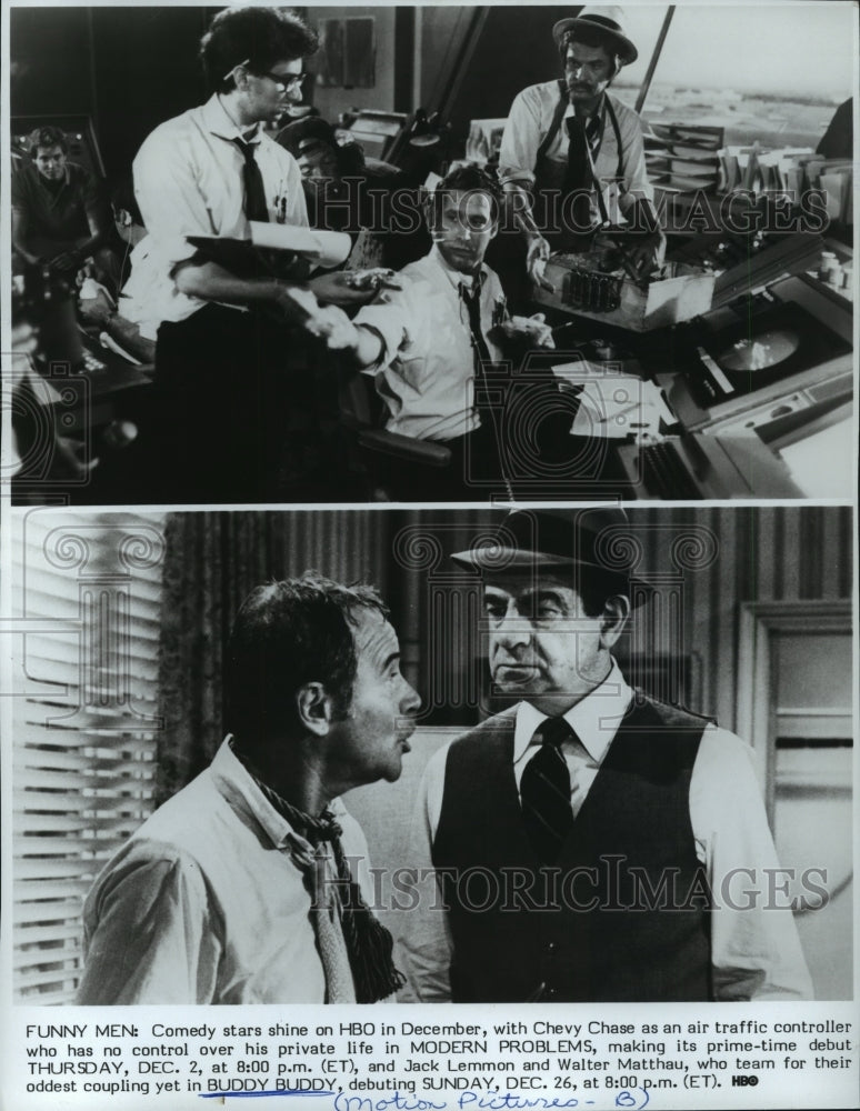 1983 Press Photo Chevy Chase (top middle) &amp; Jack Lemmon Walter Matthau (bottom)-Historic Images