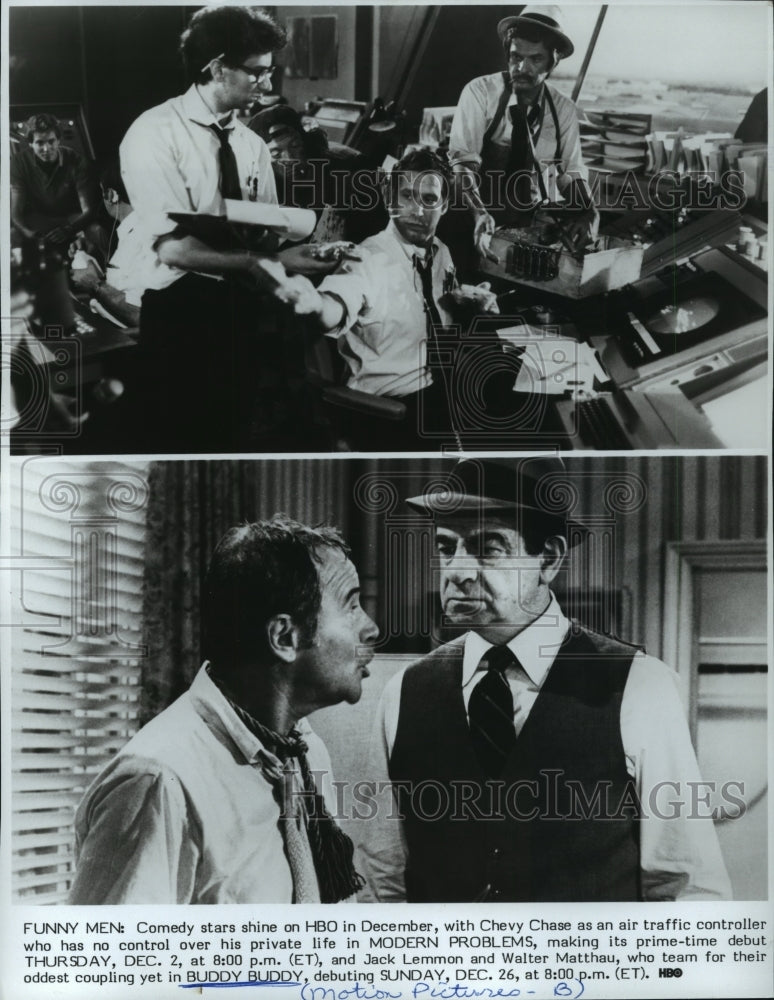 1983 Press Photo Chevy Chase (top middle) & Jack Lemmon Walter Matthau (bottom)-Historic Images