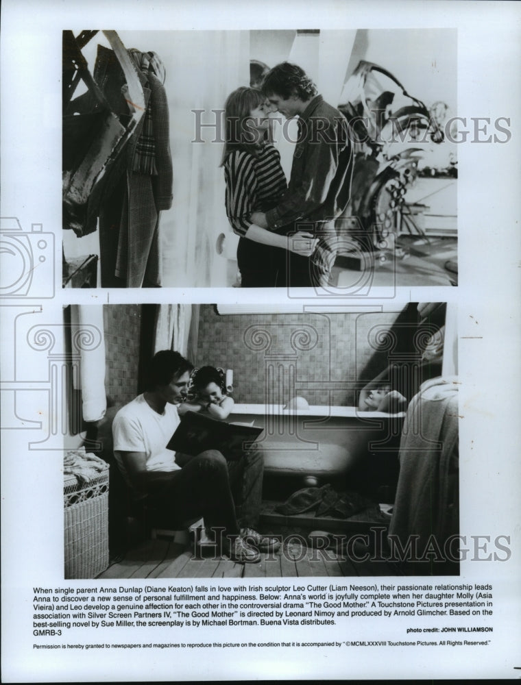 1988 Press Photo "The Good Mother" stars Diane Keaton, Liam Neeson & Asia Vieira - Historic Images