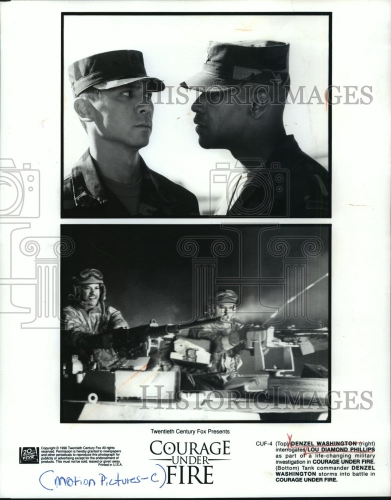 1996 Press Photo Denzel Washington and Lou Diamond Philips in Courage Under Fire-Historic Images