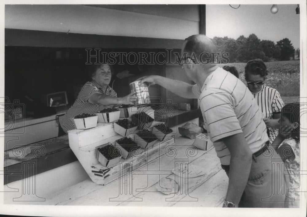 1970 Press Photo Kraft&#39;s stand selling cherries along highway 32, Door County-Historic Images