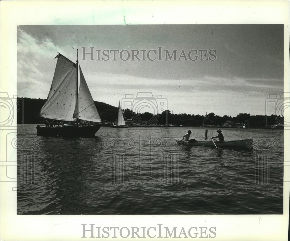 1983 Press Photo Boat show at the harbor at Fish Creek in Door County.-Historic Images