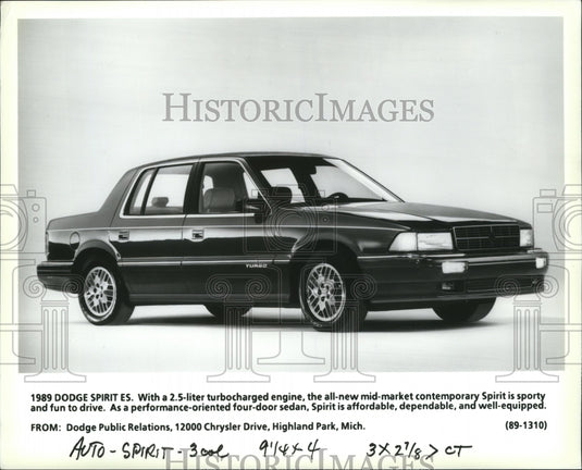 1989 Press Photo Dodge Spirit ES - Historic Images