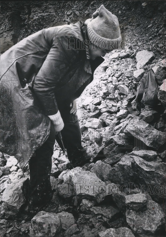 1965 Press Photo Mrs. Wallace MacBriar, Junior searched the rocks for specimens - Historic Images