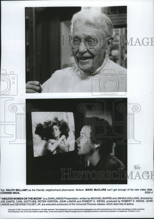 1987 Press Photo Scenes from Universal Studio's "Amazon Women on the Moon" - Historic Images