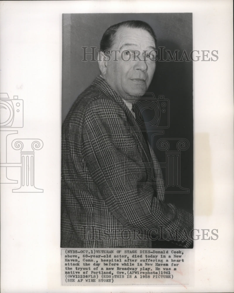 1961 Press Photo Stage and screen actor Donald Cook a few years before his death - Historic Images