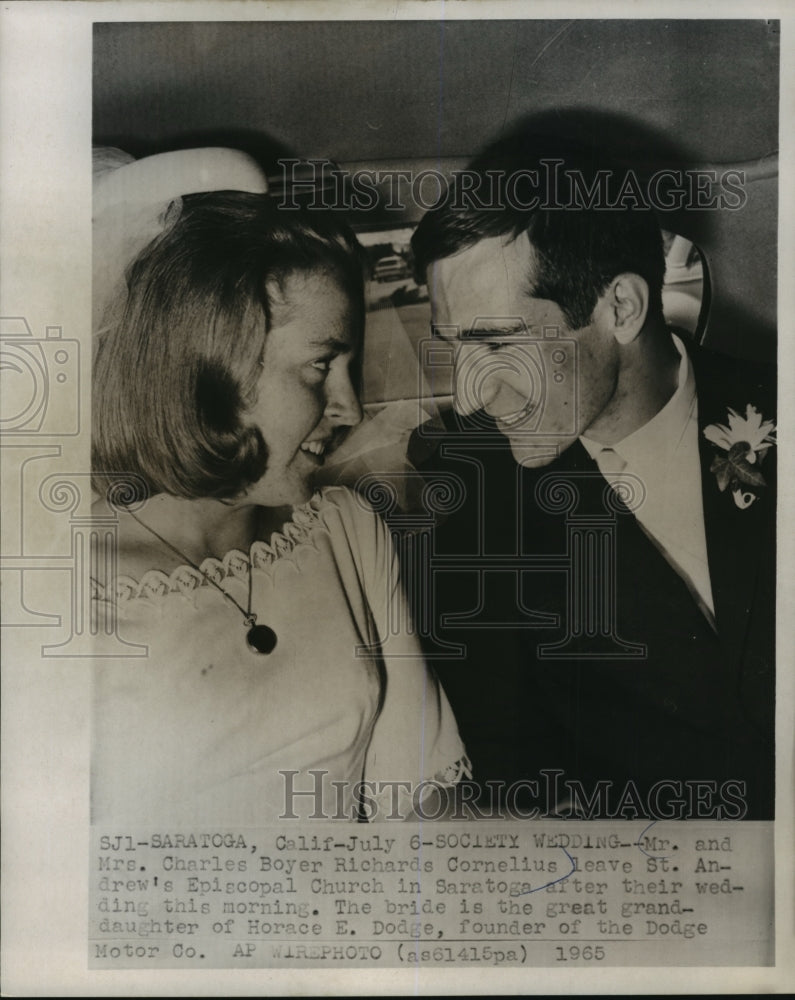 1965 Press Photo Mr. and Mrs Charles Boyer Richards Cornelius after Wedding-Historic Images