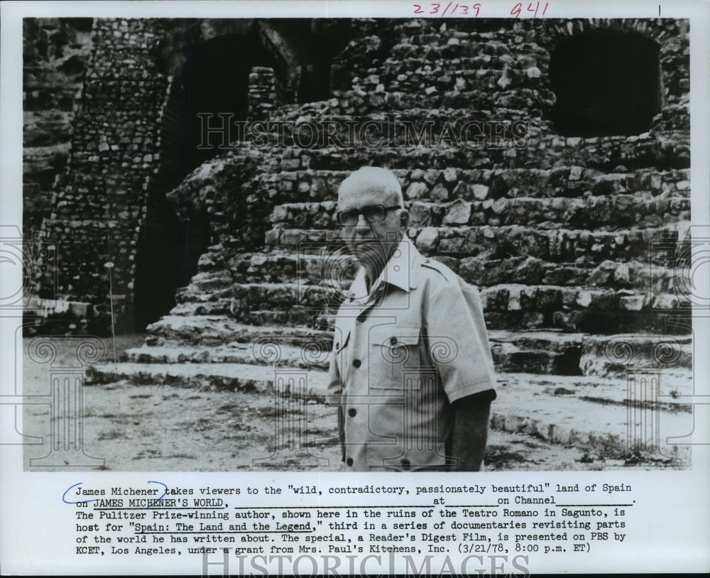 1978 Press Photo Author James Michener in Spain - mja81953 - Historic Images