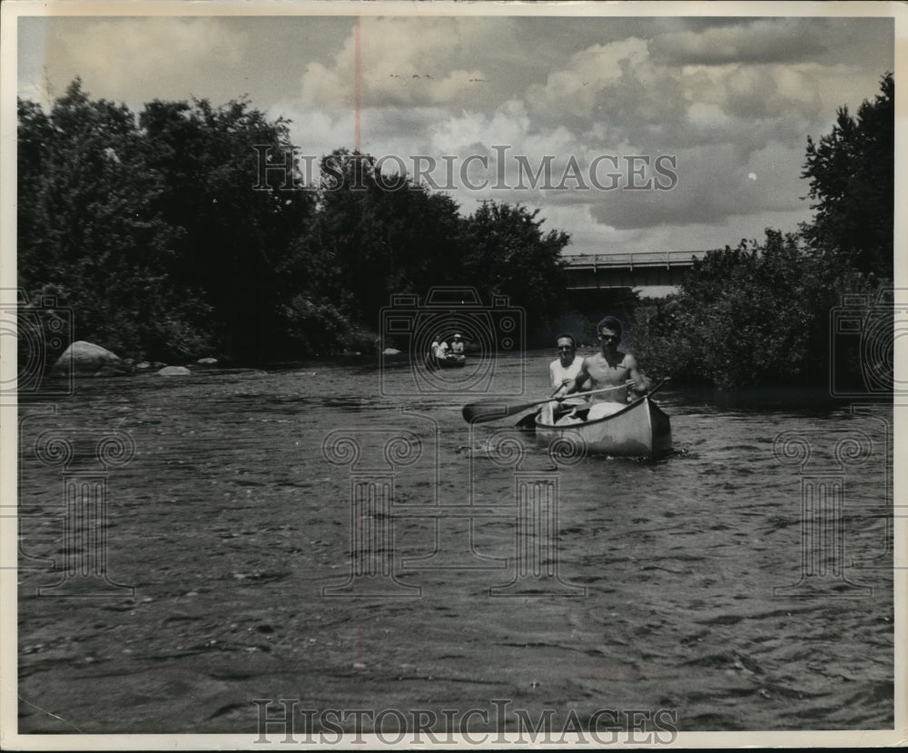 1959 Press Photo Canoeing on the Little River in Wisconsin - Historic Images