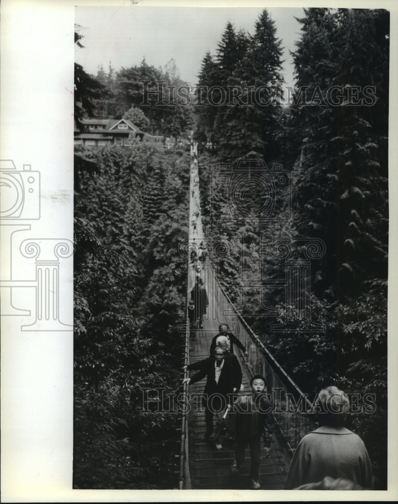 1983 Press Photo Capilano Suspension Bridge in Vancouver, British Columbia-Historic Images