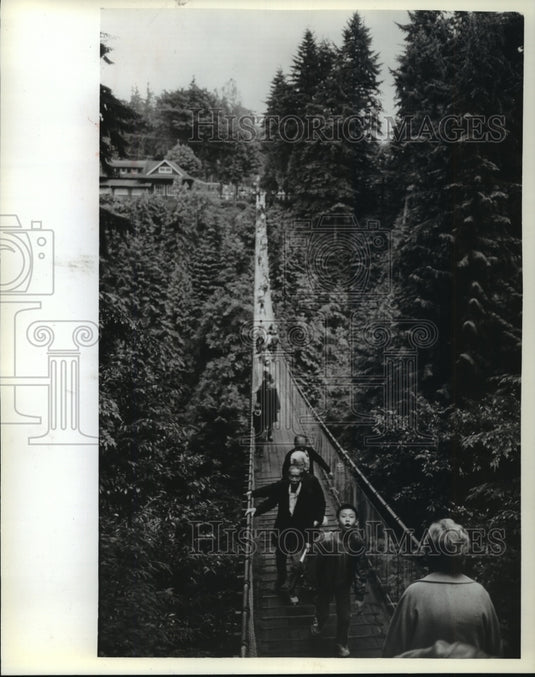 1983 Press Photo Capilano Suspension Bridge in Vancouver, British Columbia-Historic Images
