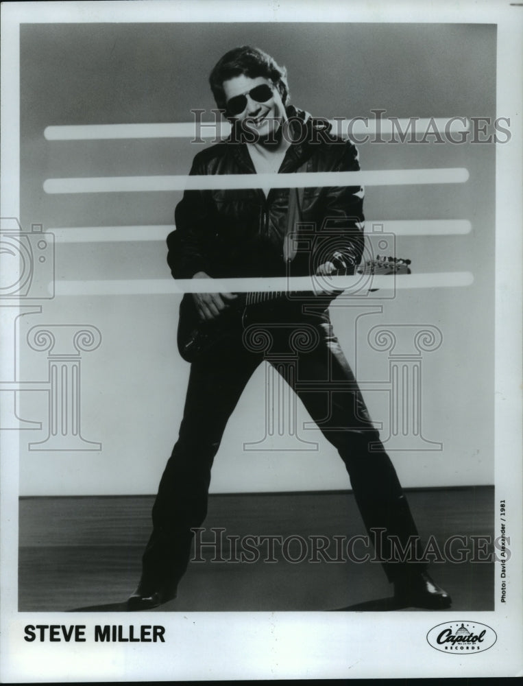 1981 Press Photo Steve Miller with his electric guitar-Historic Images