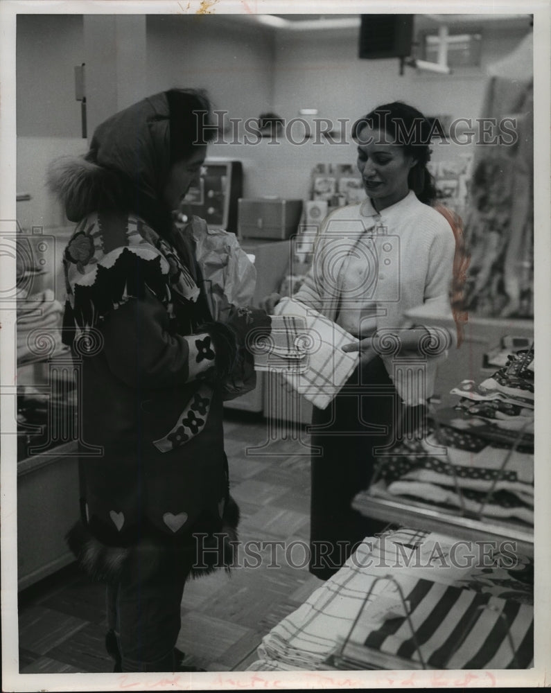 1961 Press Photo Two Women in a Modern HBO Store at Inuvik - mja83305 - Historic Images