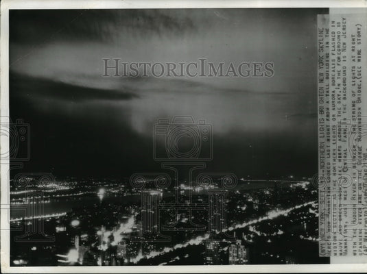 1941 Press Photo Northern Lights Brighten New York Skyline - Historic Images