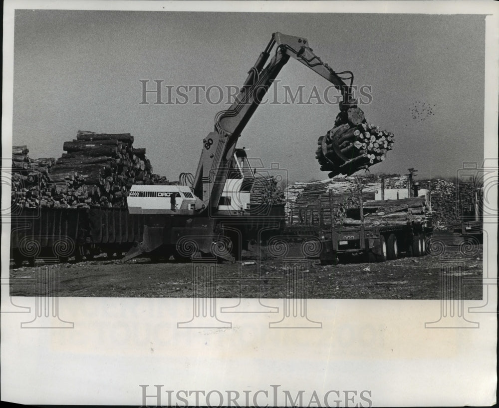 1978 Press Photo Pulp wood unloaded at Consolidated Papers Inc.Wisconsin Rapids.-Historic Images