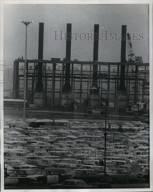 1961 Press Photo Chicago, Illinois-Four utility smoke stacks at O'Hare Airport-Historic Images