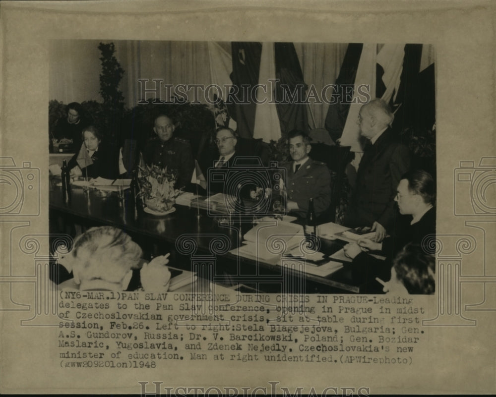 1948 Press Photo Delegates at Pan Slav Conference During Crisis in Prague - Historic Images